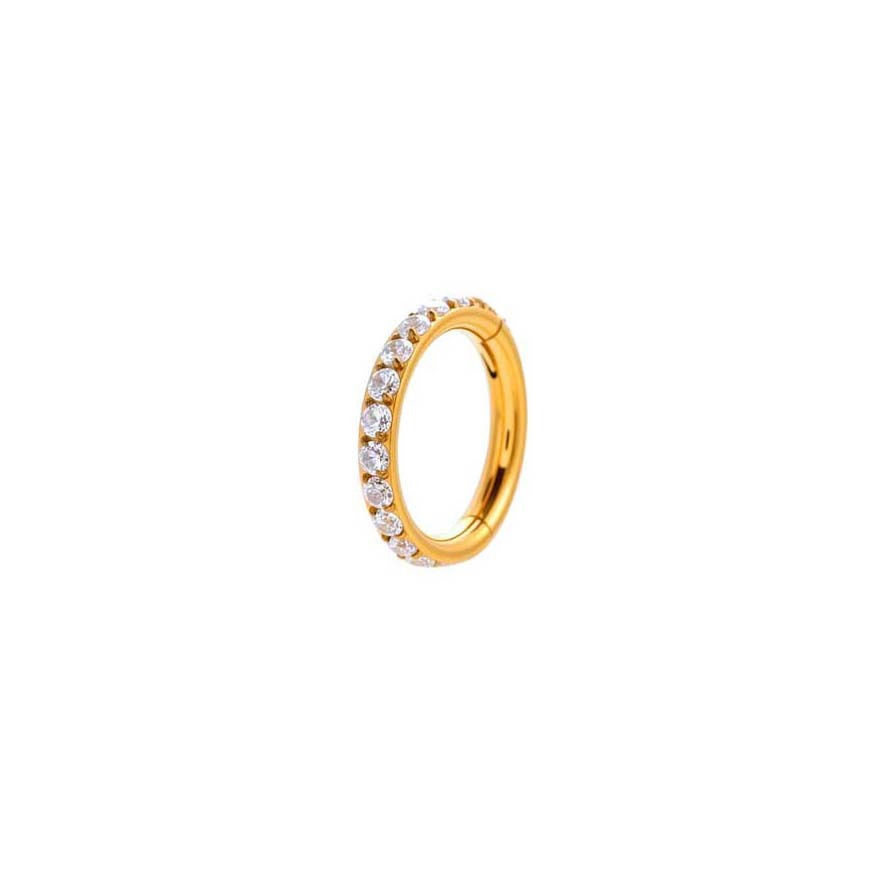 Boucles D'Oreilles Piercing Femme En Acier Inoxydable Doré, Étanches Et Finement Travaillées, Ornées De Zircon. 