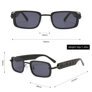 Lunettes De Soleil Pour Femmes En Métal De Couleur Unie Décontractées De La Série Simple h5 Image4