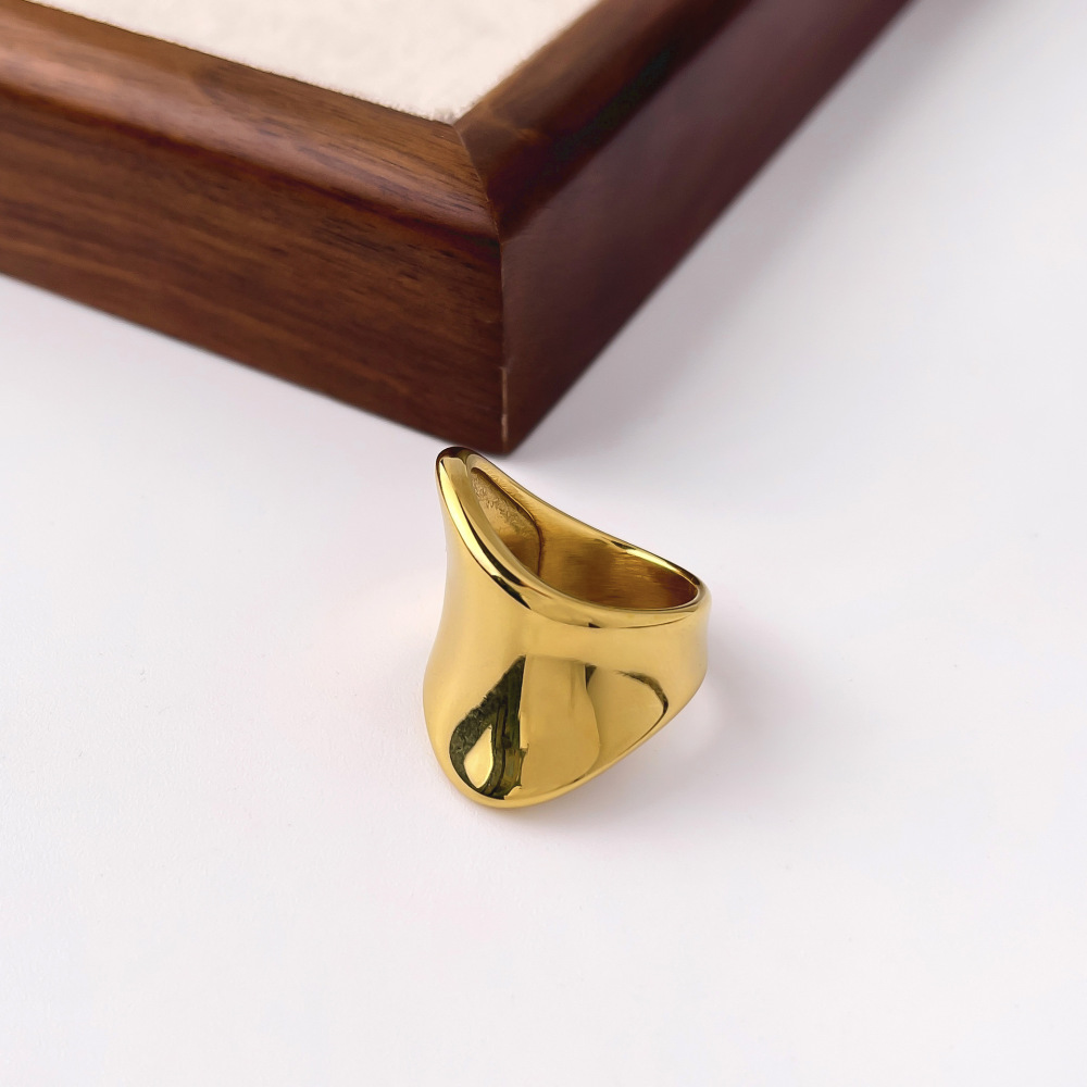 Bague Simple En Acier Inoxydable Couleur Or, 1 Pièce Image4