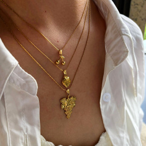 Collier Pendentif En Acier Inoxydable Doré, Étanche, En Forme De Fruit (1 Pièce) h5 Image3