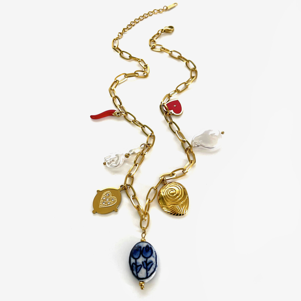 Collier Pendentif Étanche En Acier Inoxydable Couleur Or (1 Pièce)