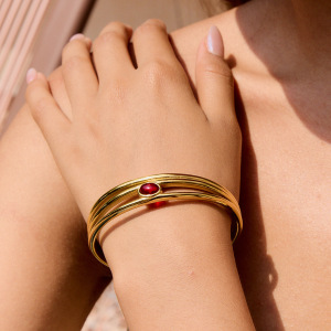 Bracelet Classique Pour Femme, En Acier Inoxydable, Couleur Or, Étanche (1 Pièce) h5 Image3