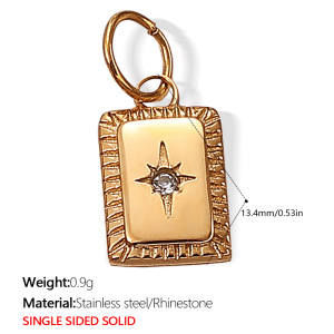 Pendentif Simple En Acier Inoxydable Étanche Couleur Or (1 Pièce) À Faire Soi-Même h5 