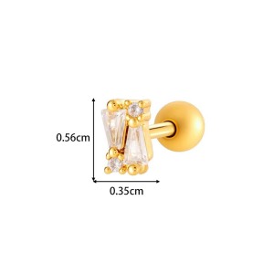 Boucles D'Oreilles Piercing Exquises En Cuivre Doré Et Zircon Pour Femmes, 1 Pièce h5 Image2