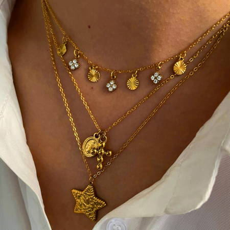 Collier pendentif croix en acier inoxydable étanche couleur or (1 pièce) 2