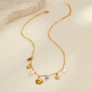 Colliers Pendentifs Pour Femmes En Acier Inoxydable Étanche Couleur Or, Motif Tortue De Vacances h5 Image4