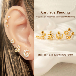 1 Boucle D'Oreille Piercing En Cuivre Et Zircon h5 Image4