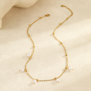 Colliers Pendentifs Pour Femmes En Acier Inoxydable Doré, Motif Fleur Douce h5 Image4