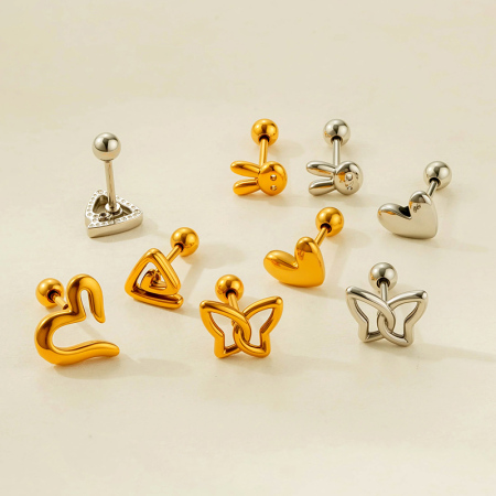 Boucle d'oreille piercing en acier inoxydable étanche couleur or (1 pièce)