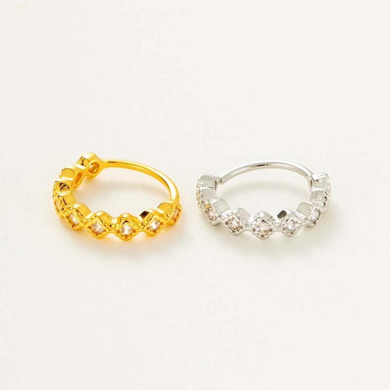 1 Pièce De Piercing De Nez Géométrique En Cuivre Doré Et Zircon Pour Femme h5Image8