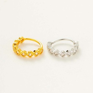 1 Pièce De Piercing De Nez Géométrique En Cuivre Doré Et Zircon Pour Femme h5 Image8