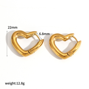 1 Paire De Boucles D'Oreilles Créoles En Acier Inoxydable Doré, Étanches, En Forme De Cœur h5 