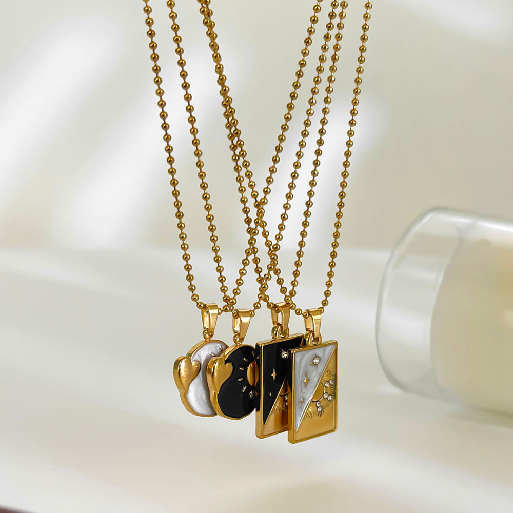 Collier Pendentif En Acier Inoxydable Émaillé Couleur Or, Étanche, Avec Motif De Tarot. Image4