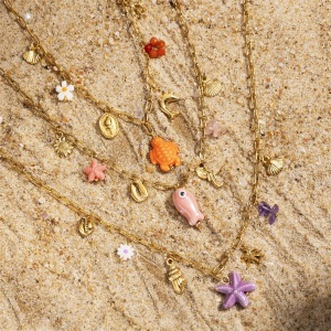 Collier Pendentif Oceanic En Acier Inoxydable Étanche Couleur Or (1 Pièce) h5 Image4