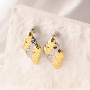 Boucles D'Oreilles Puces Pour Femme, Style Géométrique Décontracté, En Acier Inoxydable, Couleur Or, Étanches, Collection Simple. h5 Image3