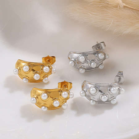 1 paire de boucles d'oreilles pendantes en perles couleur or