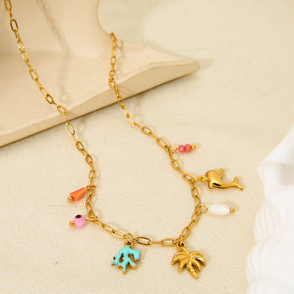 Collier Pendentif Doré Étanche En Acier Inoxydable (1 Pièce) Image2