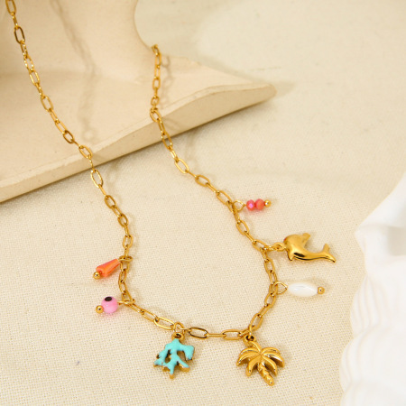 Collier Pendentif Doré Étanche En Acier Inoxydable (1 Pièce) 2