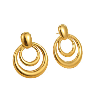 Boucles D'Oreilles Puces Pour Femmes, En Acier Inoxydable Imperméable, Couleur Or, Style Simple Et Multicolore h5 Image5