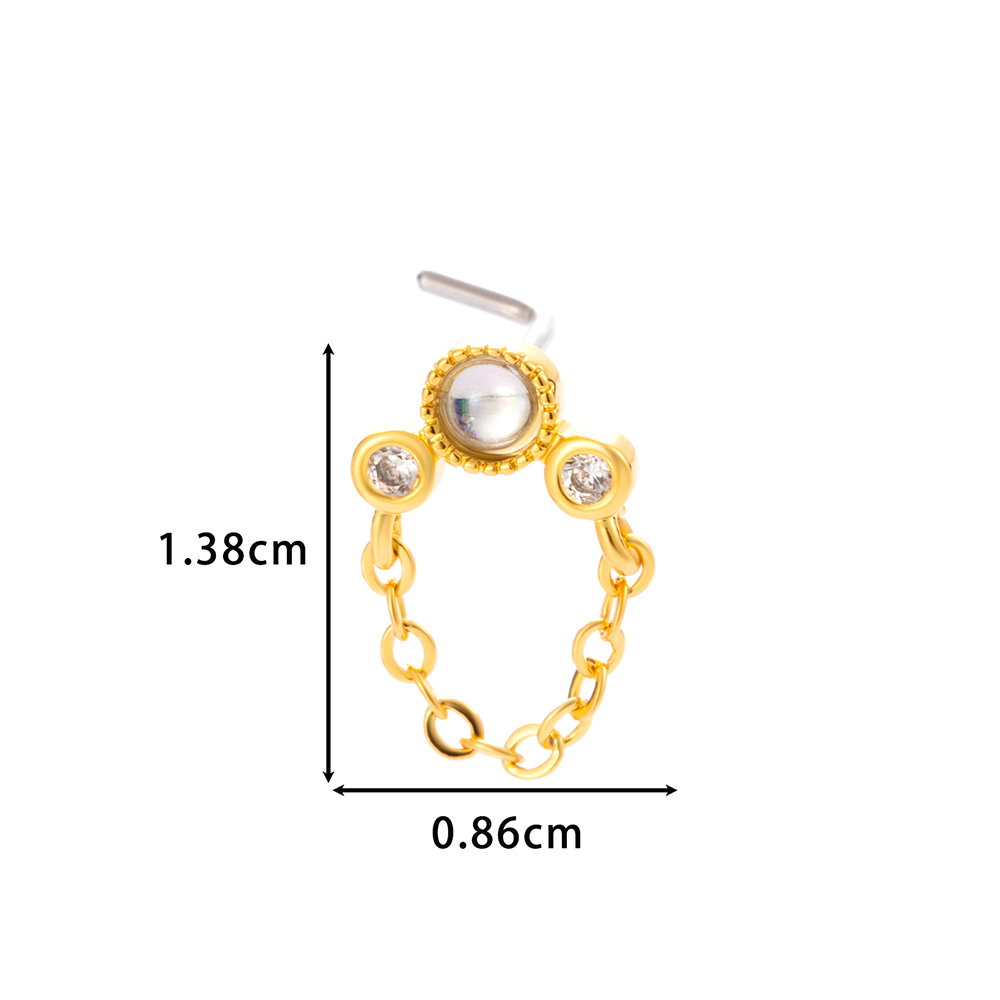 1 Pièce De Piercing De Nez En Zircon Couleur Cuivre Doré Image2