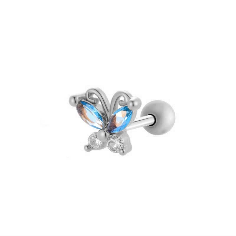 Boucles D'Oreilles Délicates En Forme De Papillon, Couleur Cuivre Et Or, Zircon, Pour Femme, 1 Pièce
