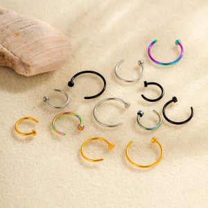 Piercing De Nez Pour Femme, Style Géométrique Simple, En Acier Inoxydable Étanche, Couleur Or (1 Pièce). h5 Image4