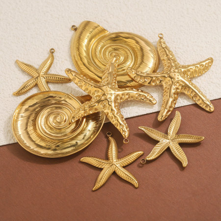 Pendentif femme étanche en acier inoxydable, motif étoile de mer, à faire soi-même (1 pièce) 2