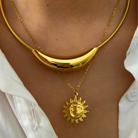 Collier pendentif soleil en acier inoxydable étanche couleur or 2