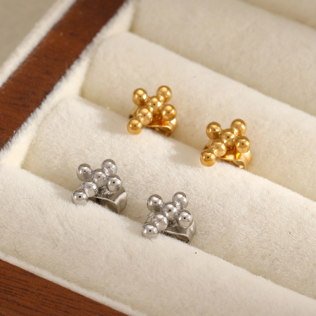 1 paire de boucles d'oreilles puces en acier inoxydable doré, étanches, en forme de croix