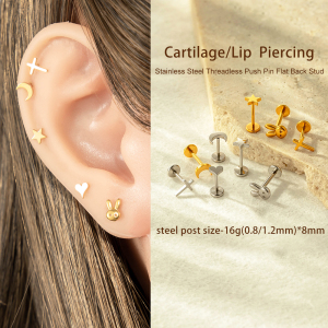 Boucles D'Oreilles Piercing Femme Daily Heart En Acier Inoxydable Étanche Couleur Or (1 Pièce) h5 Image5