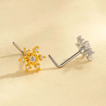 1 piercing de nez flocon de neige en cuivre doré et zircon pour femme 2