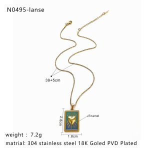 Collier Pendentif En Acier Inoxydable Étanche En Forme De Cœur, Motif Tarot h5 Image2