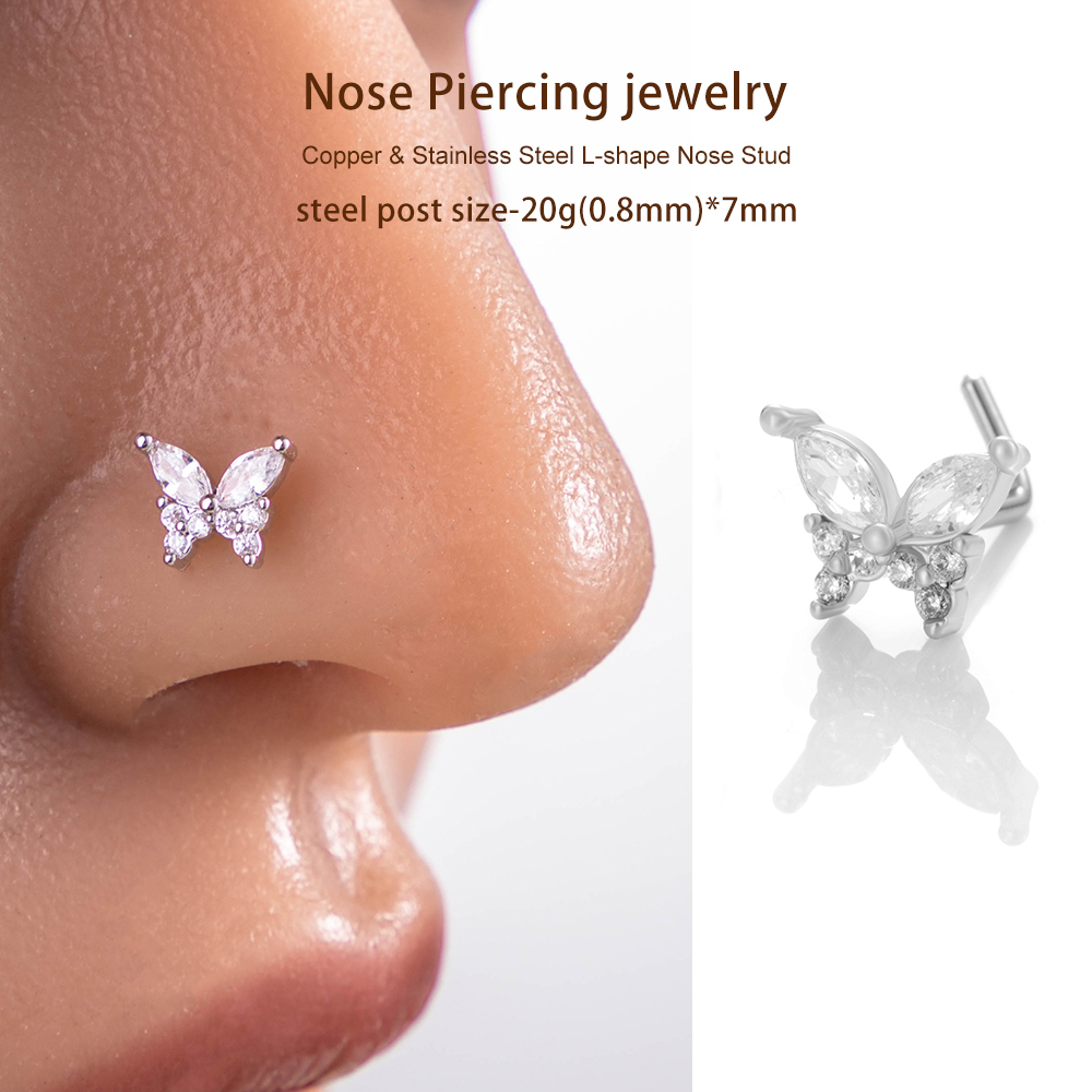 1 Pièce De Piercing De Nez En Zircon Couleur Cuivre Doré Image6