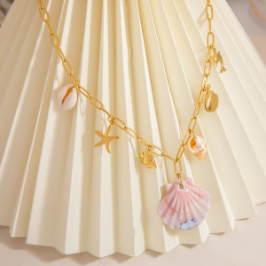 Collier Pendentif Oceanic En Acier Inoxydable Étanche Couleur Or (1 Pièce) h5 Image5