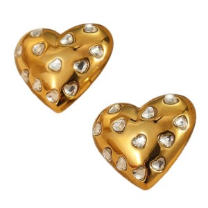 Boucles D'Oreilles Pendantes Pour Femme, Style Cœur, En Acier Inoxydable, Étanches, Couleur Or, De La Collection Simple Series Sweet Heart h5 Image5