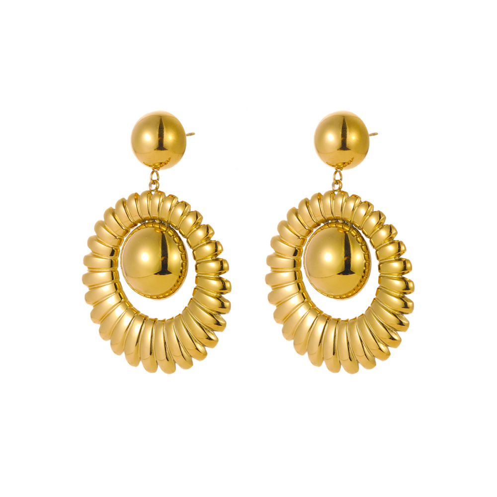 Boucles D'Oreilles Pendantes Élégantes Et Géométriques En Acier Inoxydable Imperméable Pour Femmes, Collection Luxueuse. Image5