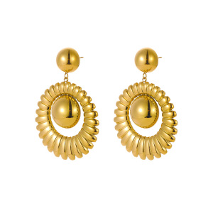 Boucles D'Oreilles Pendantes Élégantes Et Géométriques En Acier Inoxydable Imperméable Pour Femmes, Collection Luxueuse. h5 Image5