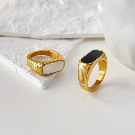 Bague en acier inoxydable étanche couleur or (1 pièce) 2