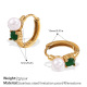 Boucles d'oreilles vertes, blanches et dorées Image2