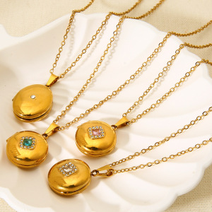 Colliers Pendentifs Pour Femmes, Style Rétro Géométrique, En Acier Inoxydable Étanche, Collection Classique h5 Image2