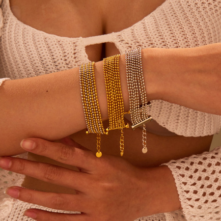Bracelet chaîne pour femme en acier inoxydable étanche couleur or