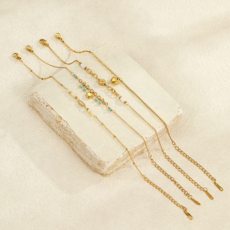 Bracelets à maillons géométriques doux en acier inoxydable étanche couleur or pour femmes 2