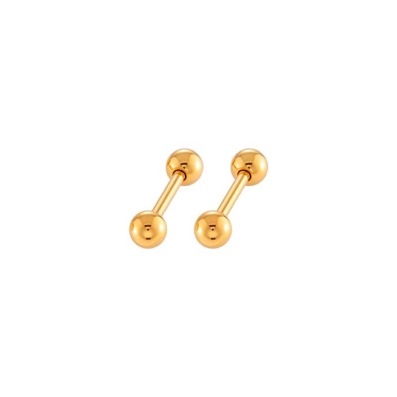 1 Paire De Boucles D'Oreilles Piercing Femme En Acier Inoxydable, Étanches, Couleur Or, Style Sphéroïde Simple Image6