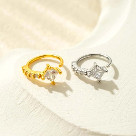 1 pièce de piercing de nez carré en cuivre doré et zircon pour femme