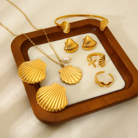 Ensembles de bijoux romantiques en acier inoxydable imperméable couleur or, inspirés des tortues de vacances 2