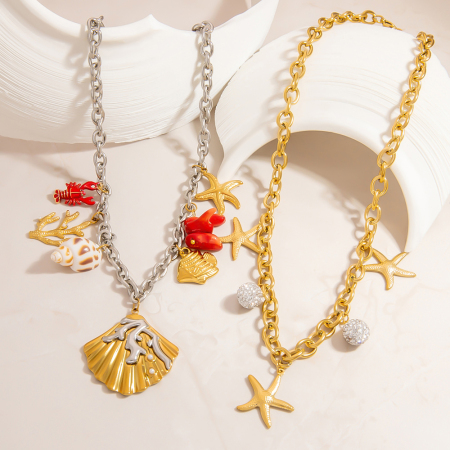 Colliers Pendentifs Luxueux Pour Femmes, En Acier Inoxydable Naturel, Couleur Or, Avec Motif Tortue. 2