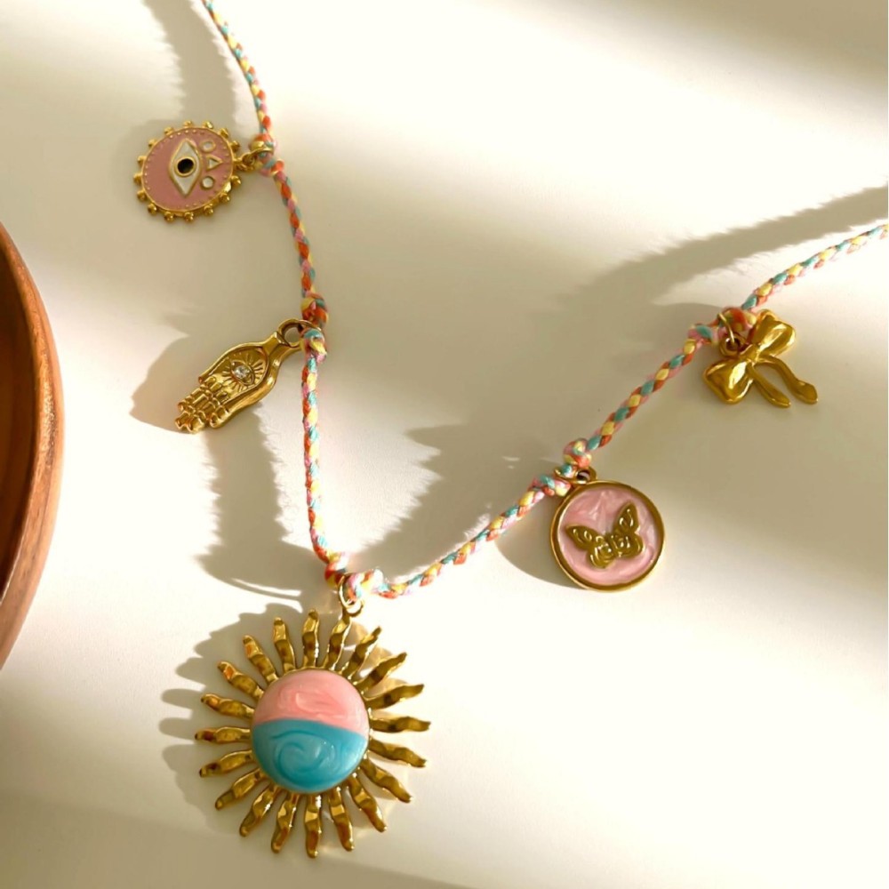 Collier Pendentif Tournesol En Acier Inoxydable Étanche Couleur Or Image4