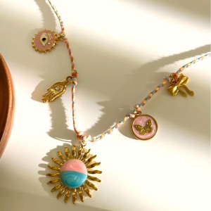 Collier Pendentif Tournesol En Acier Inoxydable Étanche Couleur Or h5 Image4