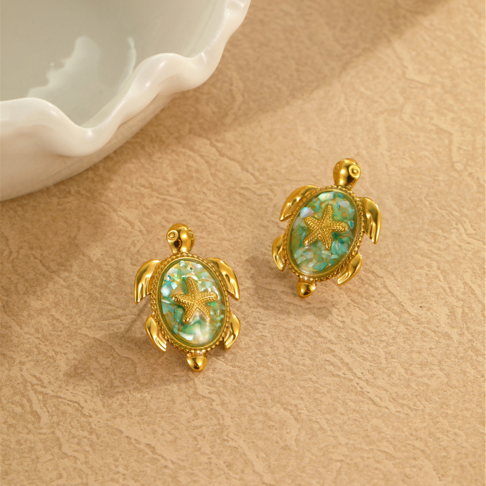 Boucles D'Oreilles Puces Pour Femmes, Collection Romantique, Motif Animaux De Vacances, En Acier Inoxydable Étanche. h5Image3