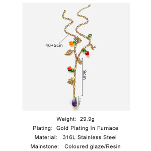 Collier Pendentif En Acier Inoxydable Doré, Étanche, Avec Un Joli Fruit h5